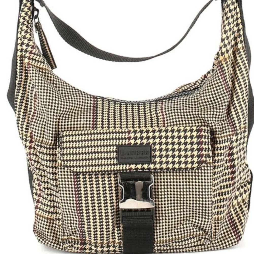 Ralph Lauren Houndstooth Hobo Shoulder Bag